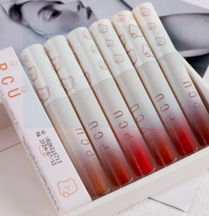 [COD] PCU Gradient Bear Lip Glaze Glass Water Silky Waterproof
